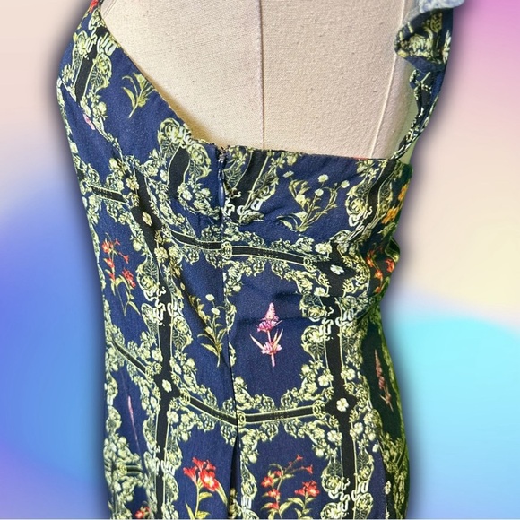Agua Bendita for Target Navy Blue Floral Tile Print Ruffled Mini Dress Size S - Picture 10 of 16